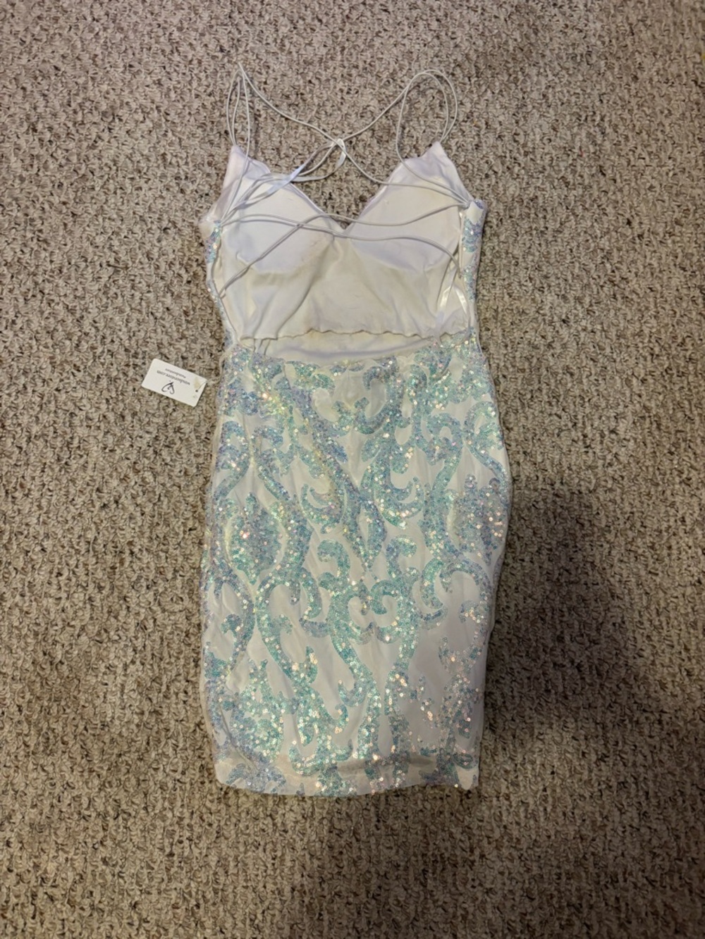 Iridescent Sequin Sheath Dress in Light Blue - Women - Picture 2 of 3